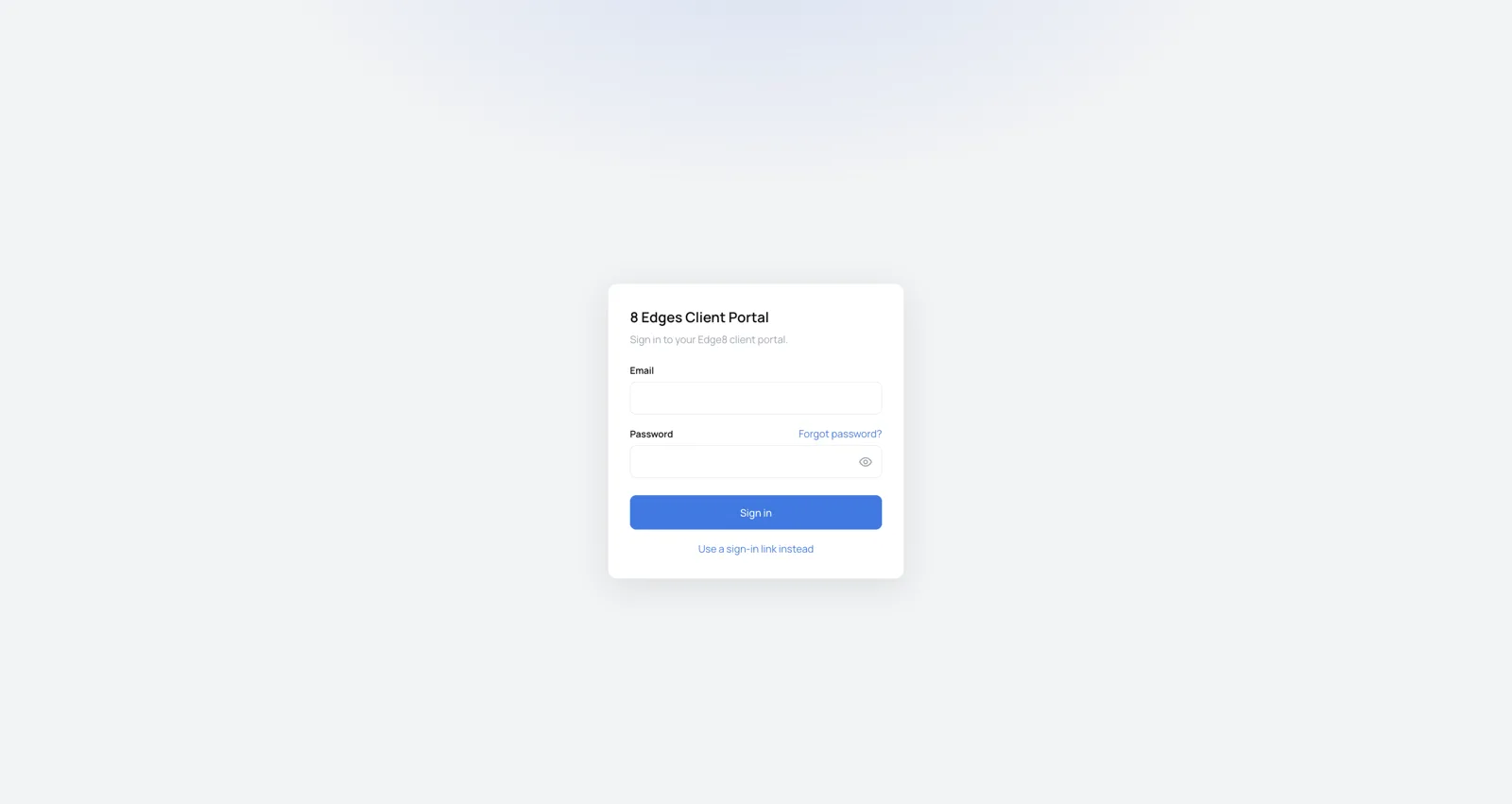 The 8 Edges client portal sign-in